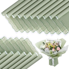 20 Sheets Flower Wrapping Paper Green, Waterproof Floral Bouquet Florist Wrap