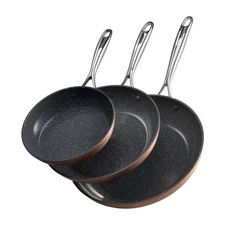 8 10 12 Inch Skillet Set Made of Solid Aluminum Nonstick for Less Oil Cooking