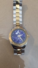 Mickey Mouse Blue Face Watch Disney MCK240 Wristwatch Two Tone Stainless Band