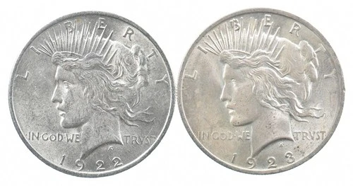 1922 & 1923 & Peace Silver Dollar $1 Bullion Collection Lot *951