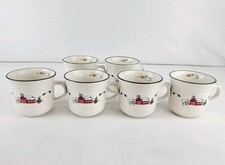 Pfaltzgraff Snow Village Coffee Cup-Hot Cocoa Snowman Christmas Angel Farm Red