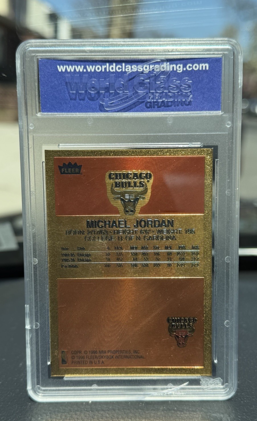 1996 MICHAEL JORDAN 👑 FLEER 10TH ANNIVERSARY "BRUSHED GOLD" ROOKIE CARD!  10 🔥 view 2