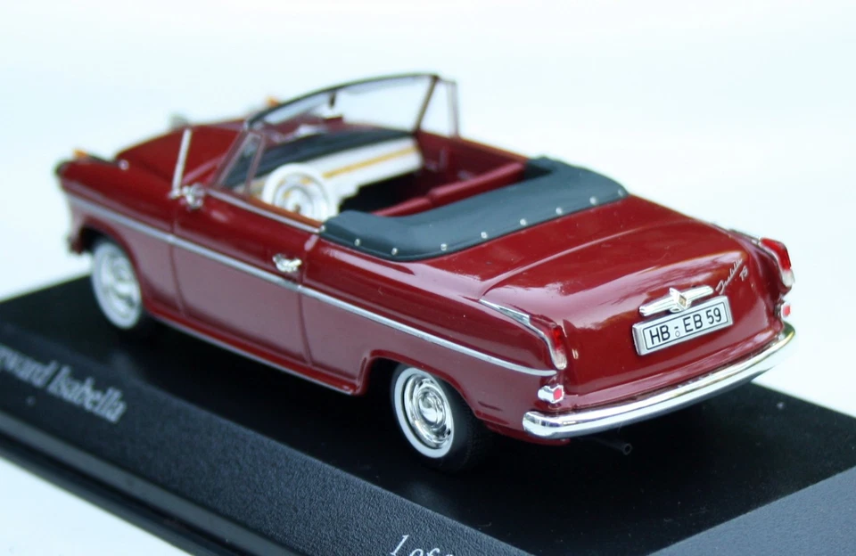 Borgward Isabella Cabriolet Bj. 1958-1961, Vermelho, Minichamps EM M.1: 43, Na Caixa - Imagem 2 de 4