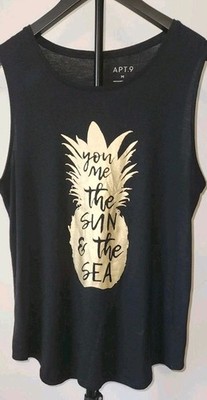 Women's APT.9 Essential High Neck Swing Tank Top Medium Pineapple   You Me & 