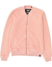 SUPERDRY Womens Quilted Tracksuit Top Jacket UK 10 Small Pink Cotton BE31
