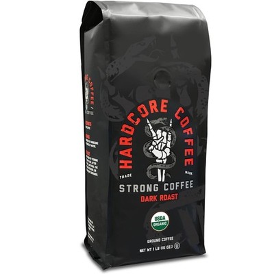 Hardcore Ground Coffee High Caffeine Strong Roast Beverage 16 Oz