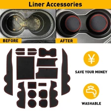 Liner Accessories Red Cup Holder, Console, Door Pocket Inserts For Toyota Tacoma
