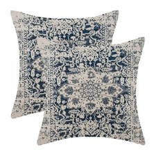 Boho Pillow Covers 18x18 Inch Set of 18" x 18" Pack of 2 Navy Blue Beige