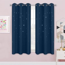 NICETOWN Star Cutout Blackout Curtains for Kids Room, Nursery - 42x63