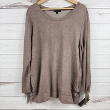 Signature Studio Womens XL Long Sleeve Tie Sleeve Casual Top Tunic Blouse NWT