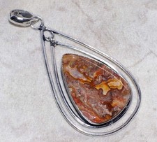 925 Silver Plated Exclusive Mexican Laguna Lace Pendant 2.8" Christmas Vibes GW