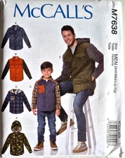 MCCALLS PATTERN  7638  JACKETS MENS SIZES  SMALL MED LARGE XLARGE  NEW UNCUT  FF