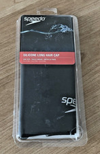 SPEEDO Long Hair Silicone Swim Cap Black Adult One Size New