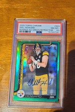 2025 NFL Topps Chrome Will Howard Rookie RC Auto Green Refractor #/99 PSA 8.5
