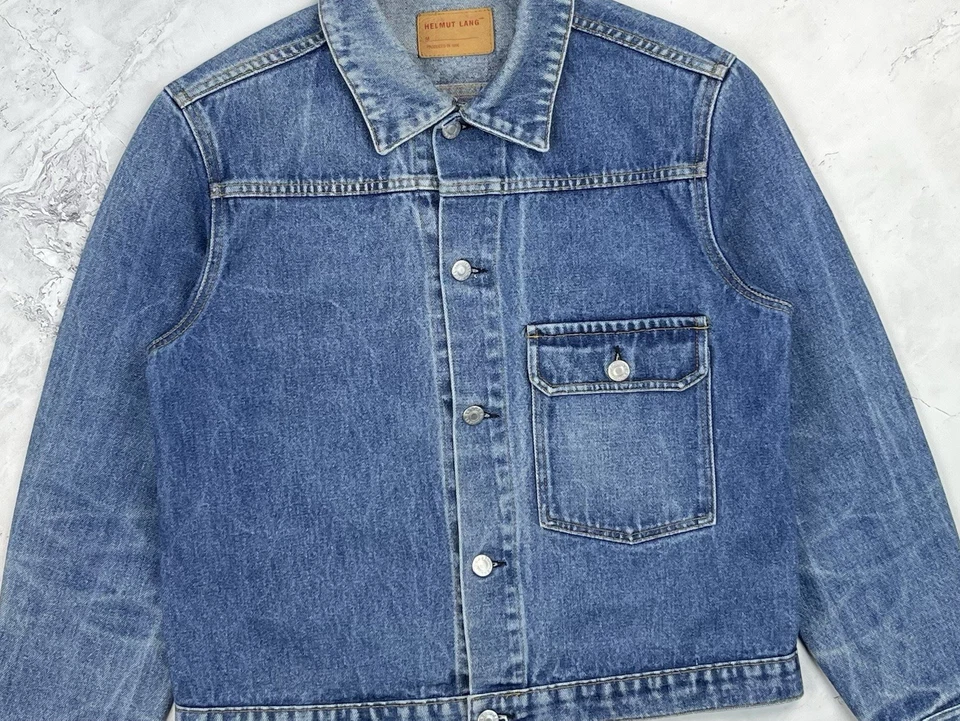 Vintage Helmut Lang 1996 'Type 1' Blue One Pocket Denim Jacket Size 48 21.5" PTP - Изображение 3 из 4