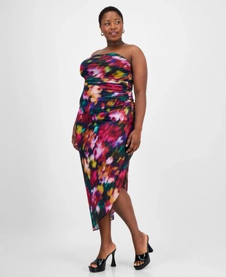 NWT! $139 Emerald Sundae Trendy Plus Size Strapless MIDI Bodycon Dress Oxford 24