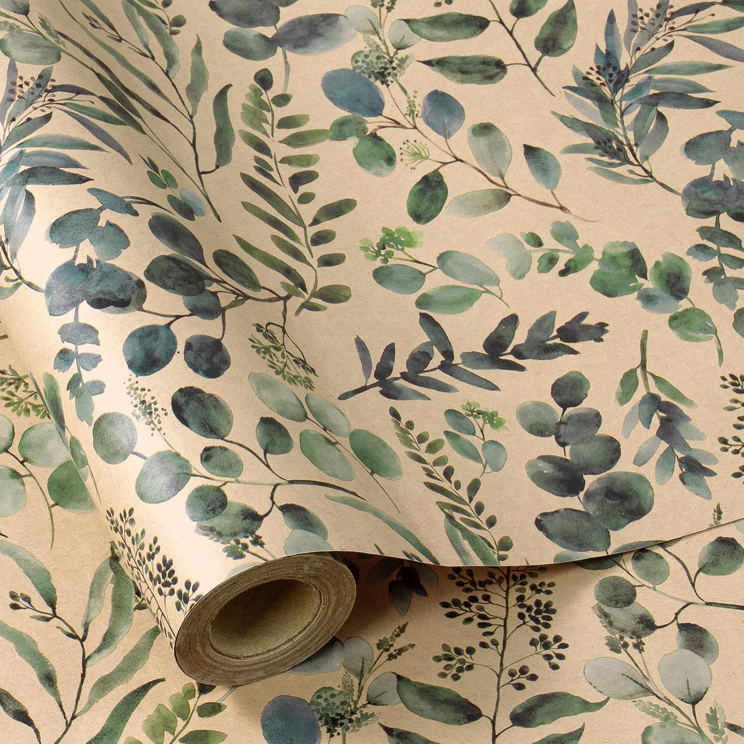 Wedding Wrapping Paper, 17 in x 16.4 ft, Mini Roll, Eucalyptus Leaf Gift Wrap Pa