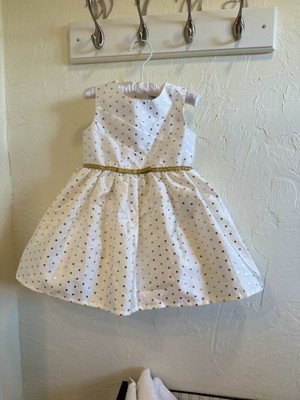 Carter s Cream Colored & Gold Polka Dot Baby Dress, Size 18m, New With Tags