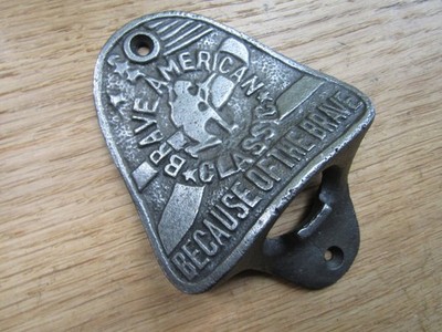 BRAVE AMERICAN Flaschenöffner Gusseisen rustikal Vintage Wandmontage Bier Limonade