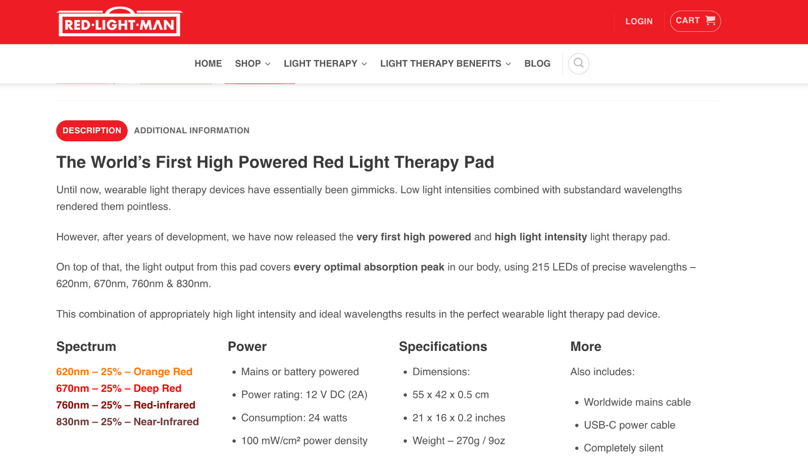 Red Light Man NEW Infrared Red Light Therapy Combo Pad Helmet $399