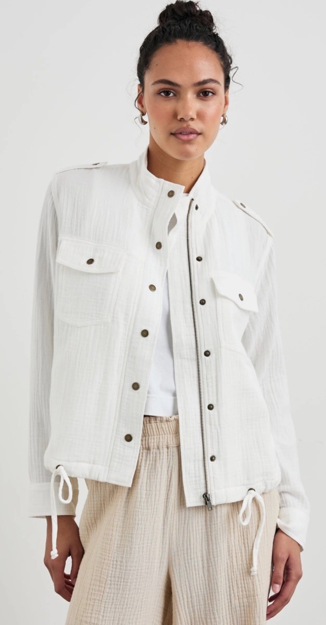 RAILS Size Small Collins Organic Cotton Jacket White Gauze Lightweight