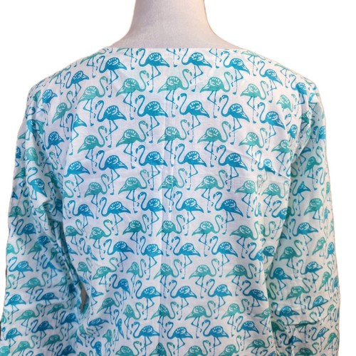Barbara Gerwit Damen Large Flamingo Etuikleid Coastal Resort Baumwolle Tunika Top - Bild 9 von 20