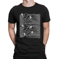 CYCLING RADIOWAVES Mens Uknown Pleasures  T-Shirt Joy Division Parody