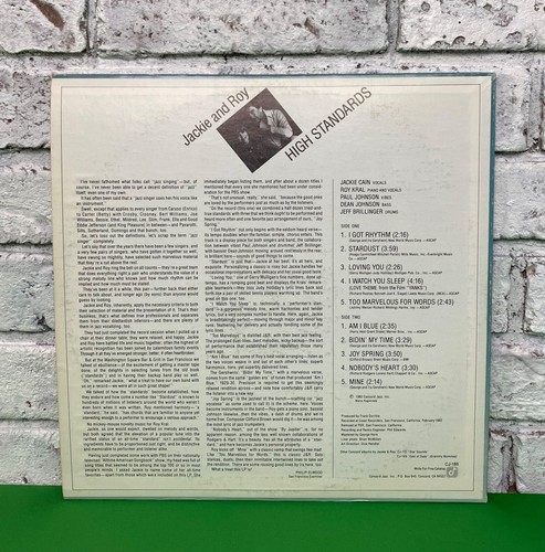 Disque vinyle vintage 1982 Jackie and Roy High Standards Concord Jazz CJ-186 - Photo 5/8