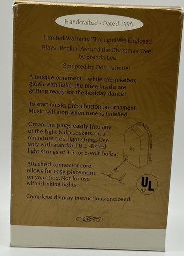 1996 Hallmark Keepsake Jukebox Party Gold Magic Light & Music QLX7339 Vintage - Picture 22 of 24