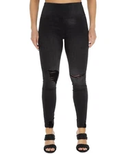 Rewash Juniors' Real Curve Ripped Jeggings Black Wash Size 1