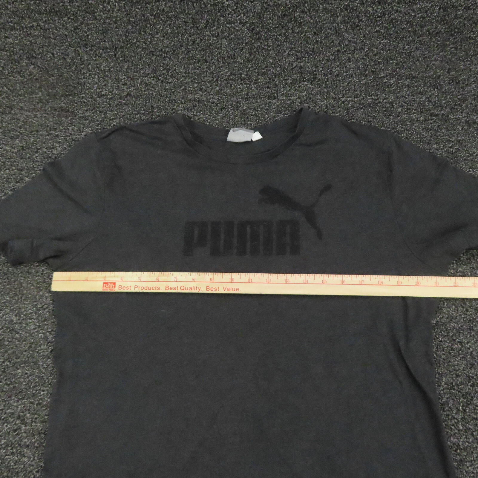 Puma Shirt Adult Large Dark Gray Short Sleeve Breathable Gym Center Logo Mens view 2