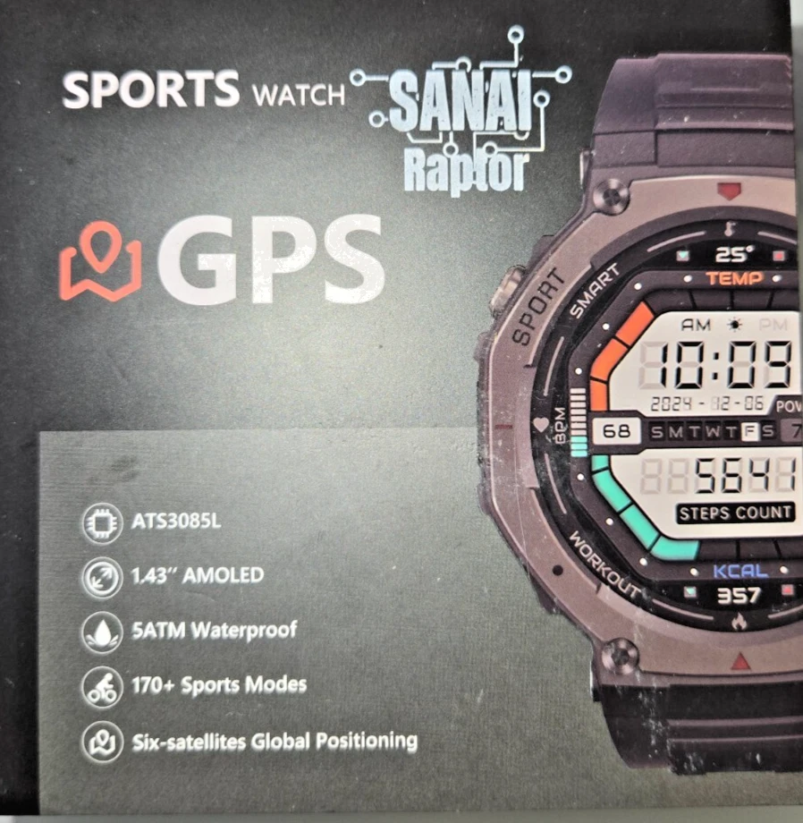Best Smartwatch gift SANAI Raptor GPS 48mm Orange, Black , 170+sports mode - Image 2 of 4