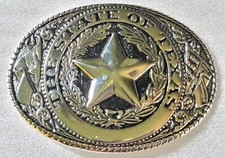 Vintage The STATE of TEXAS Stars South Western Style Belt Buckle