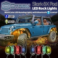 8PCS CREE RGB LED Multi-Color Offroad Rock Lights Bluetooth Music Flashing B 
