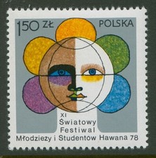 Poland Stamp Scott #2272 Youth Festival Emblem 1978 MNH