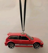 90 Honda Civic Hatchback EF Custom Christmas Car Ornament 1/64 Red