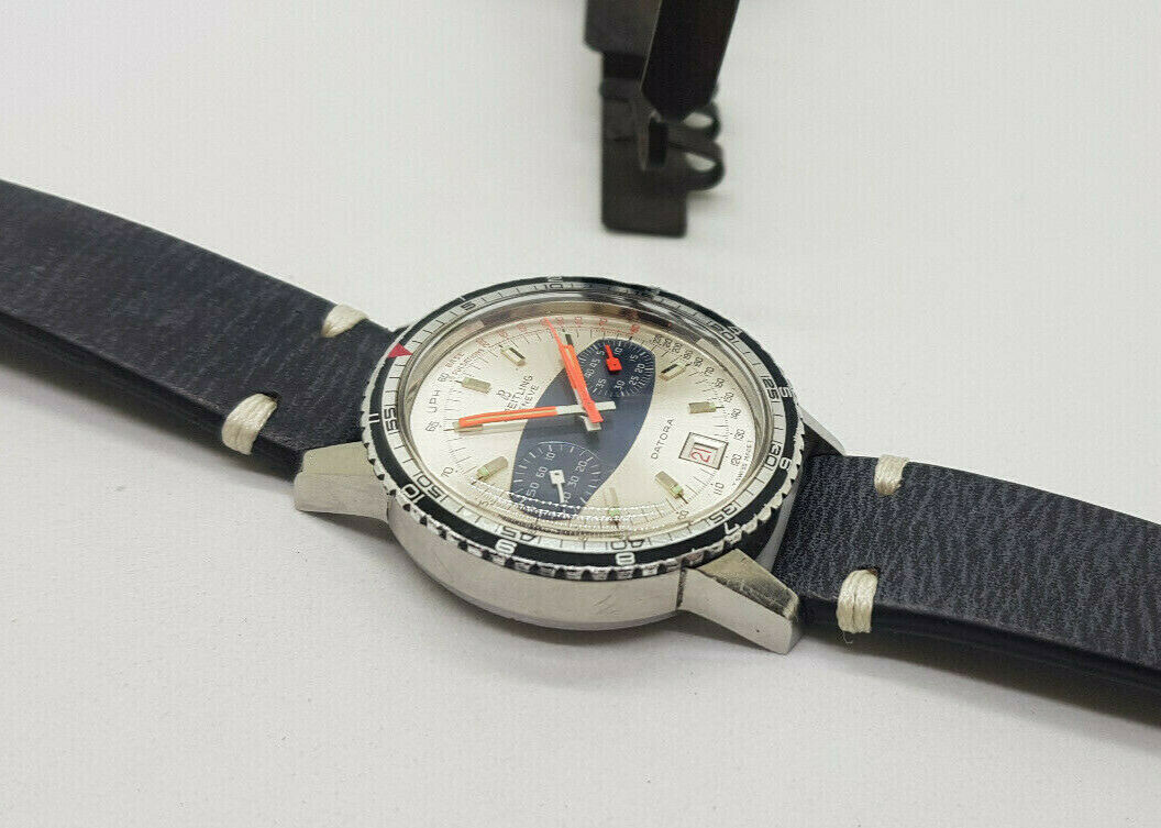 RARE VINTAGE BREITLING DATORA CHRONOGRAPH TWOTONE DIAL  MAN'S WATCH image 5