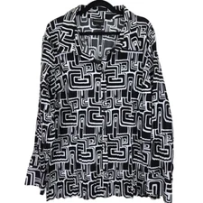 Lane Bryant Womens V-Neck Blouse Plus Size 22/24 Geometric Tunic Artsy Office
