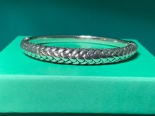 Ladies 925 Sterling Silver Light Weight Hinged Oval Bangle Bracelet B34