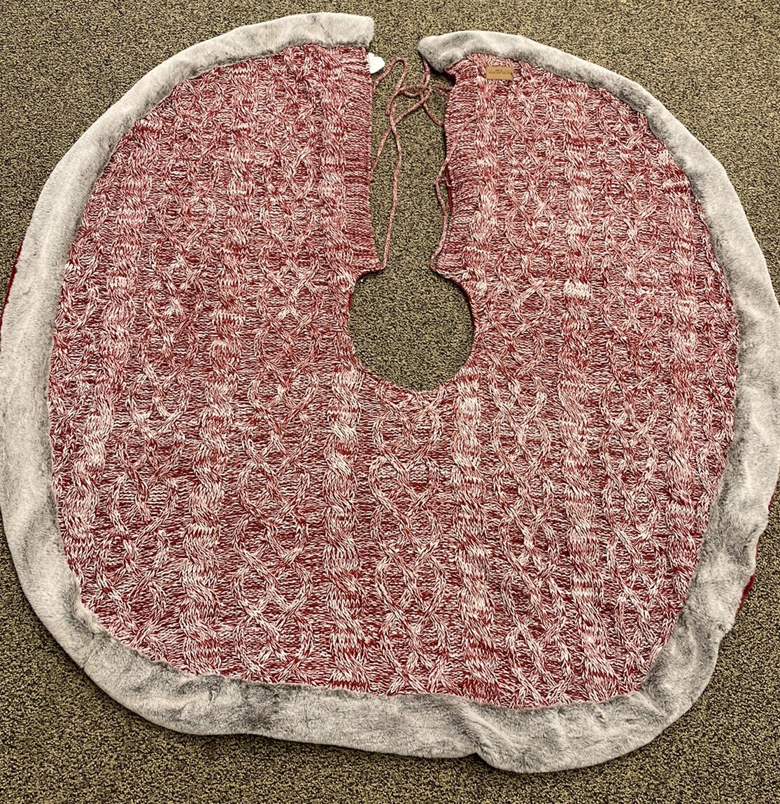 Koolaburra by UGG tree skirt Christmas red Carla Cable Knit faux fur trim