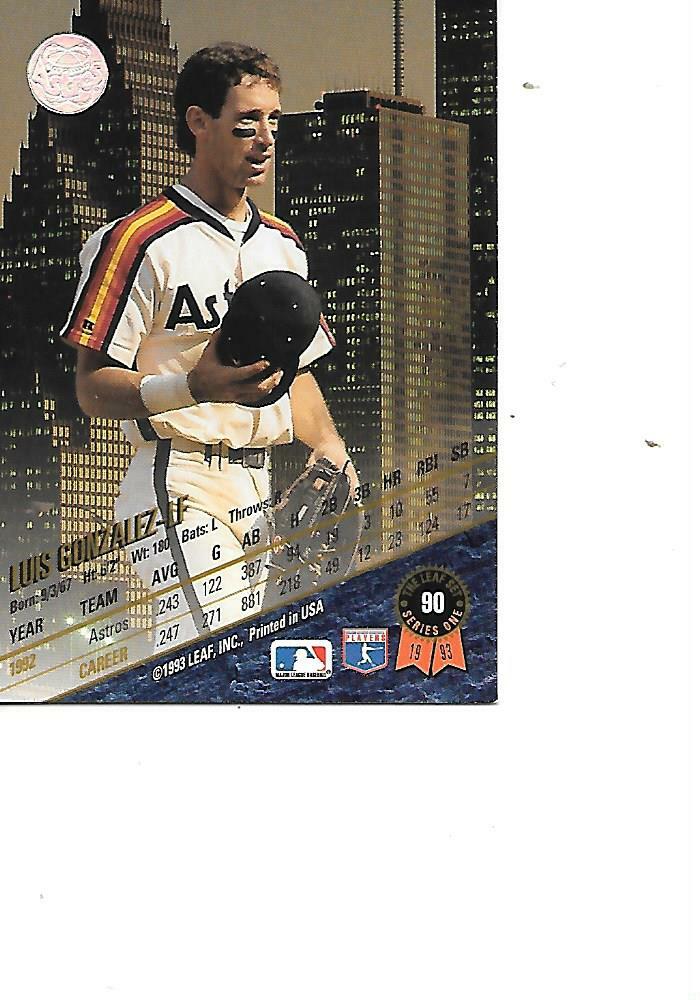 Luis Gonzalez 1993 Leaf Baseball Card #90 Houston Astros | eBay