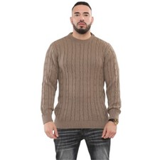 Adult Chunky Cable Knit Pullover Jumper Men's Thick Warm Winter Sweater UK S-5XL