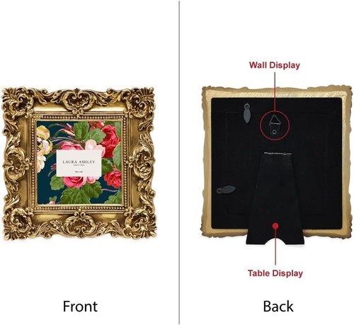 Chic 4x4 Gold Ornate Floral Frame - Hand-Crafted Resin for Elegant Home Decor - Picture 4 of 7