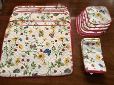 D. Porthault Paris Vintage 100% Cotton Papillon Placemats Napkin Cocktail 8 Sets