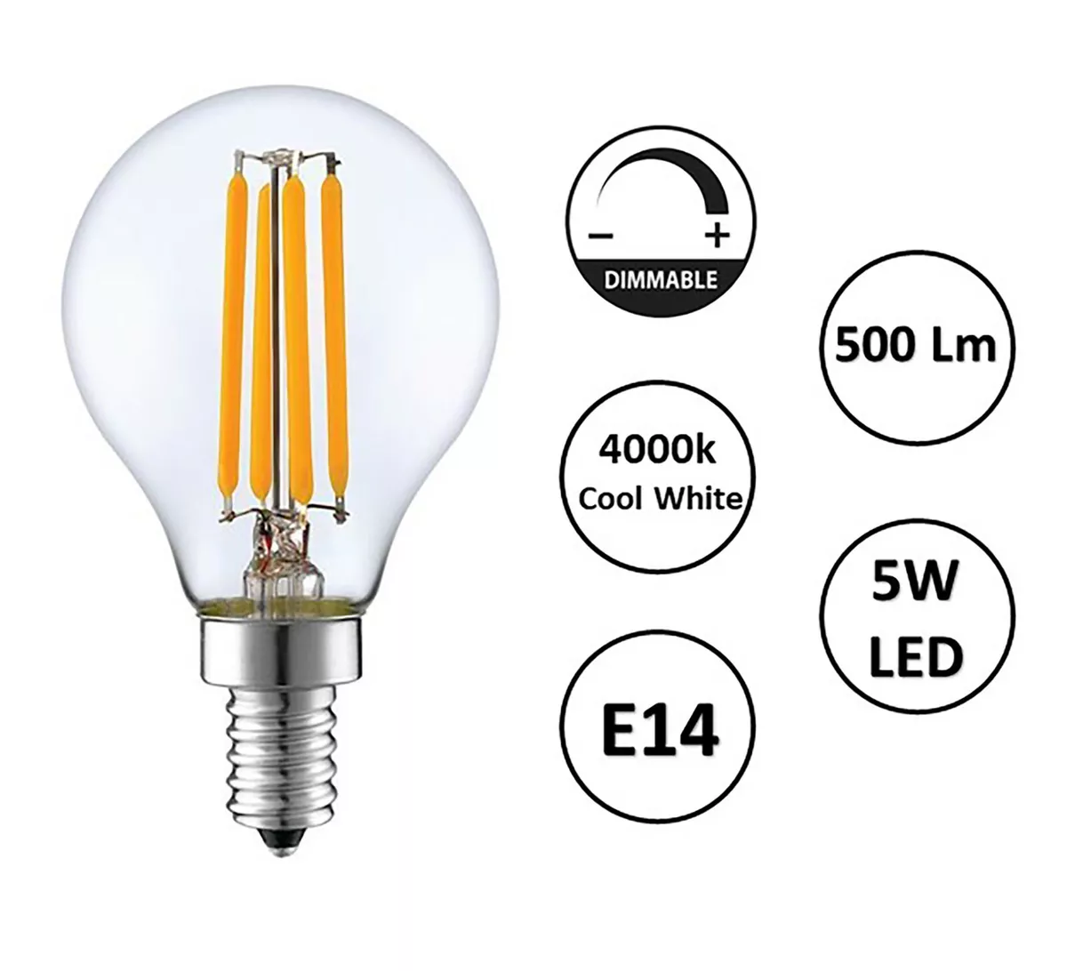 E14 SES LED Golf Bulb G45 DIMMABLE Ideal for Touch Lamp and Wall Dimmer Switch
