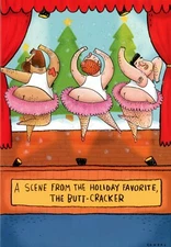 Funny CHRISTMAS Card, Nutcracker Butt-Cracker Ballet Men by Hallmark Shoebox +✉