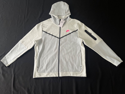 nike tech fleece zip hoodie platinum grey & white
