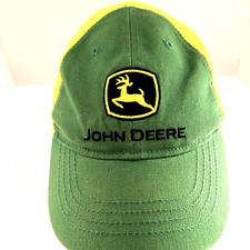 John Deere Toddler Hat Ball Cap Mesh Trucker Snapback One Size Yellow Green Logo