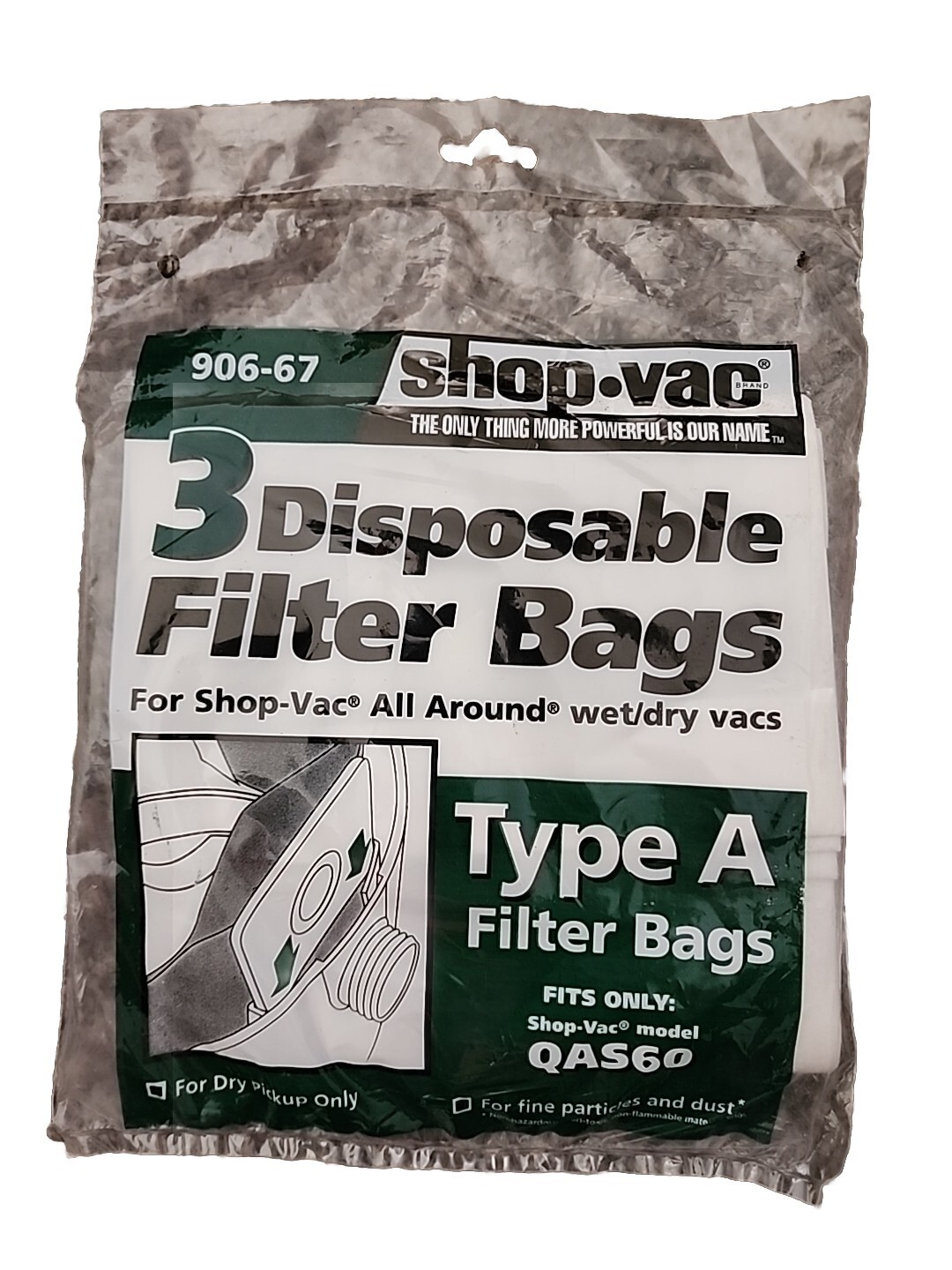 Shop Vac 90667 Genuine Type A Fits QAS60 Filter Bags 1 1.5 Gallon 3
