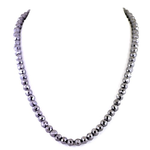 7 mm Black Diamond Necklace 22 Inches AAA Carbonado - Earth Mined Certified !